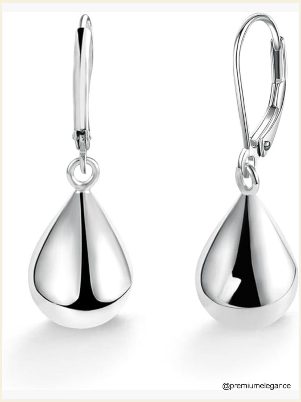 Sterling Silver Teardrop Leverback Dangle Earrings 10mm Lightweight